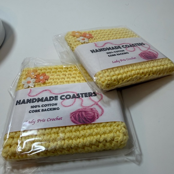 Other - Yellow Handmade Crochet Coasters